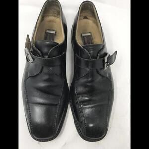 Johnston & Murphy Leather Dress Shoes Mens 9M Black  Strap Buckle